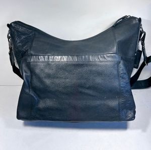 TUMI Black Leather Crossbody Shoulder Hobo Bag Large